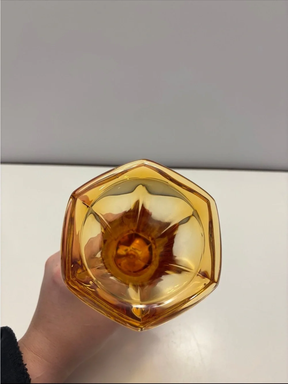 Vintage Amber Crystal Trumpet Vase
